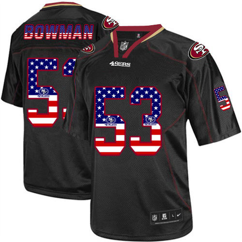 Men's Limited NaVorro Bowman Nike Jersey Black - #53 USA Flag Fashion NFL San Francisco 49ers